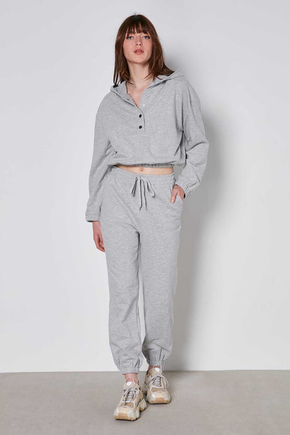 HODDIE SWEATSHIRT WITH ELASTANE SLEEVE END