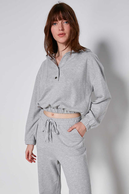 HODDIE SWEATSHIRT WITH ELASTANE SLEEVE END