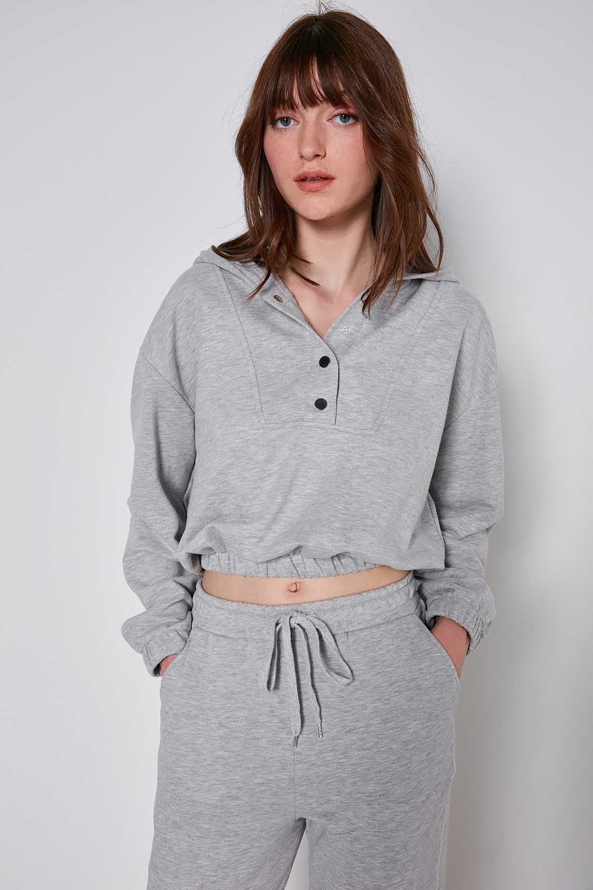 HODDIE SWEATSHIRT WITH ELASTANE SLEEVE END