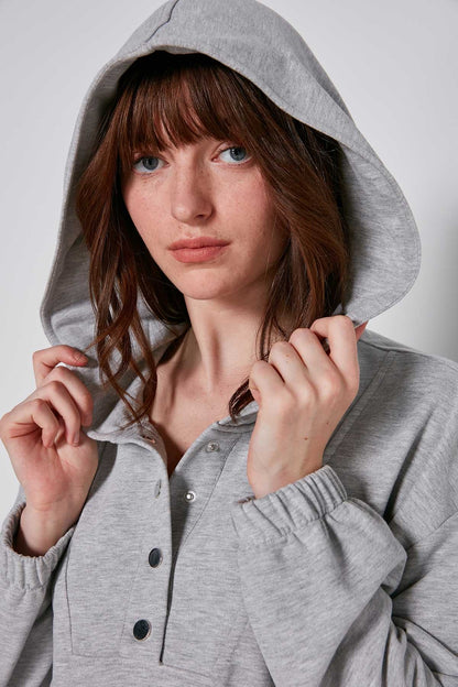 HODDIE SWEATSHIRT WITH ELASTANE SLEEVE END