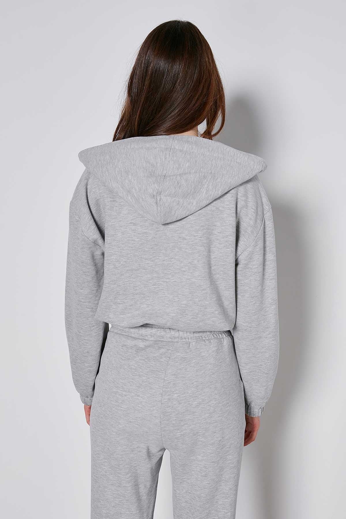 HODDIE SWEATSHIRT WITH ELASTANE SLEEVE END