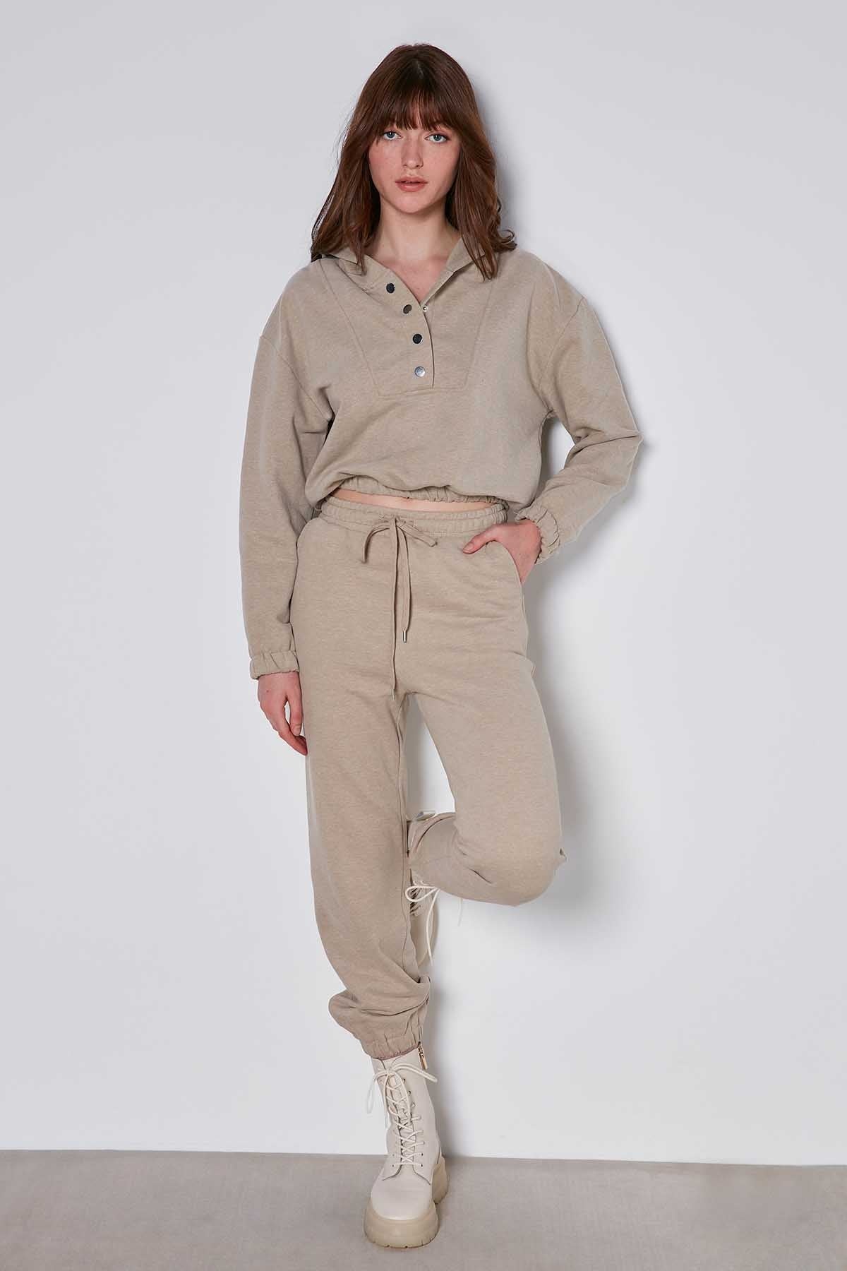 HODDIE SWEATSHIRT WITH ELASTANE SLEEVE END