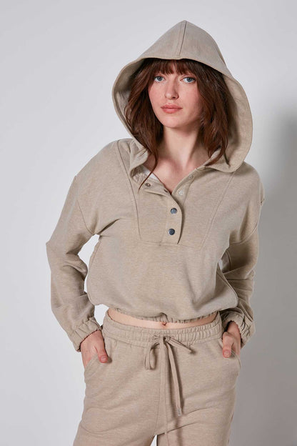 HODDIE SWEATSHIRT WITH ELASTANE SLEEVE END