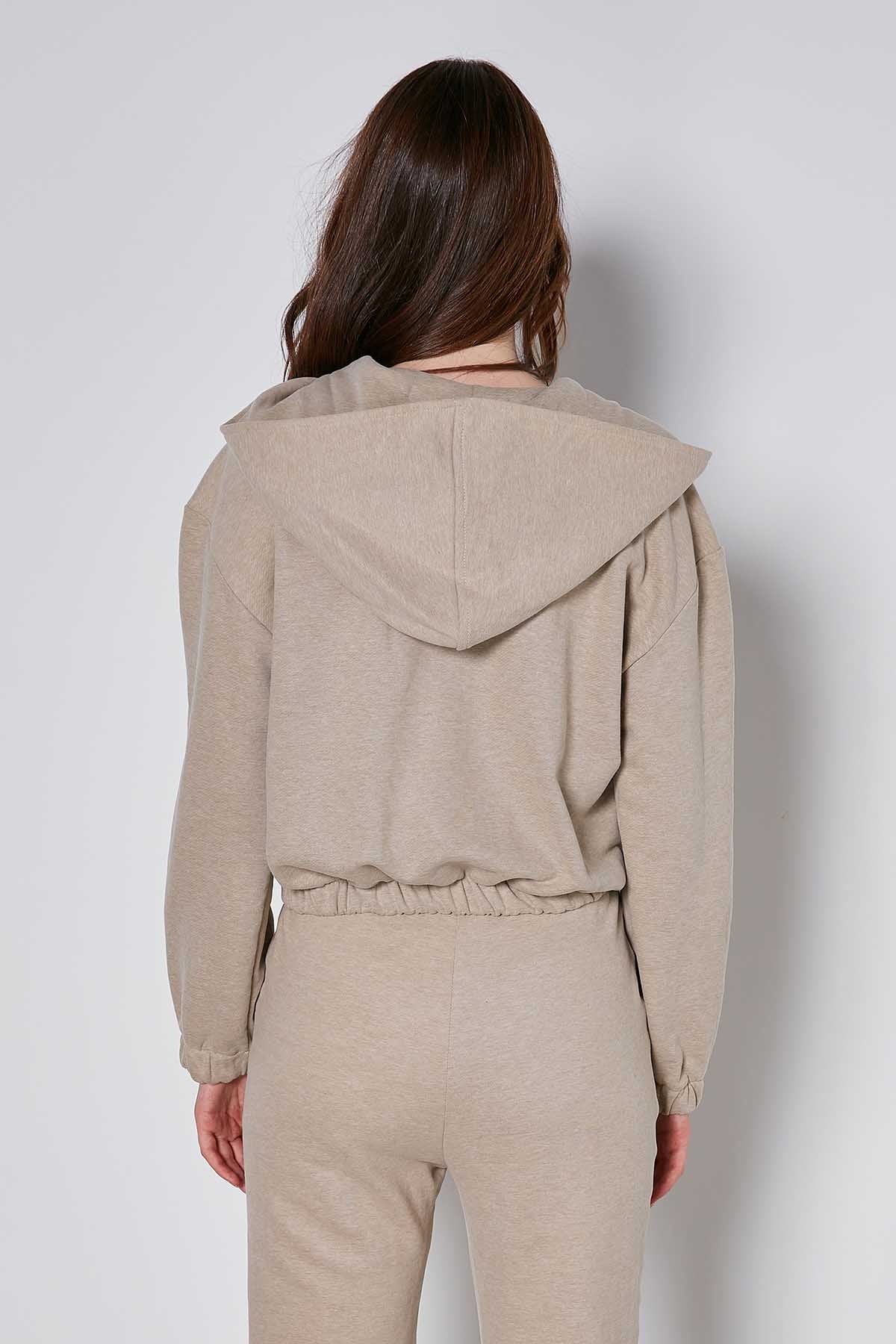 HODDIE SWEATSHIRT WITH ELASTANE SLEEVE END