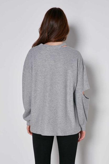 SPLIT COLLAR AND ARMS SWEATSHIRT