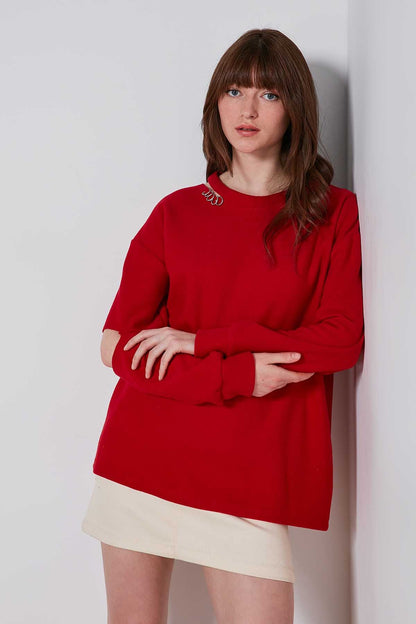 SPLIT COLLAR AND ARMS SWEATSHIRT