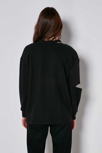SPLIT COLLAR AND ARMS SWEATSHIRT