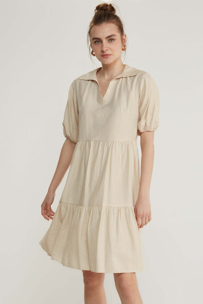 COLLARED LOOSE SLEEVE DRESS