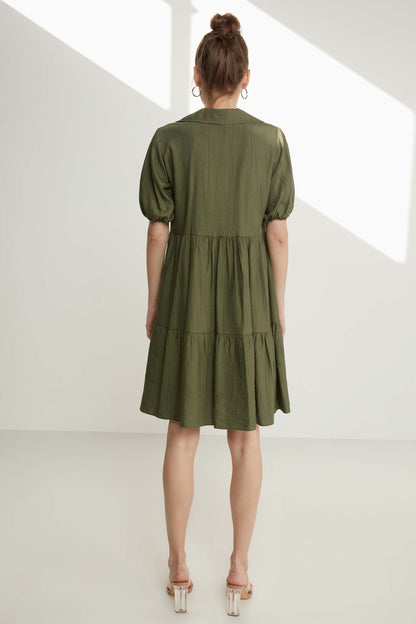 COLLARED LOOSE SLEEVE DRESS