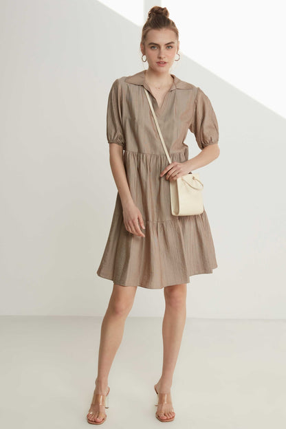 COLLARED LOOSE SLEEVE DRESS