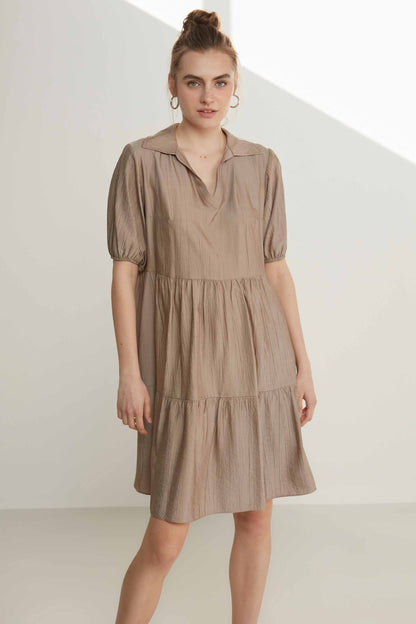 COLLARED LOOSE SLEEVE DRESS