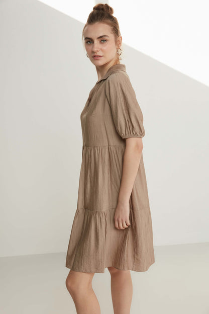 COLLARED LOOSE SLEEVE DRESS