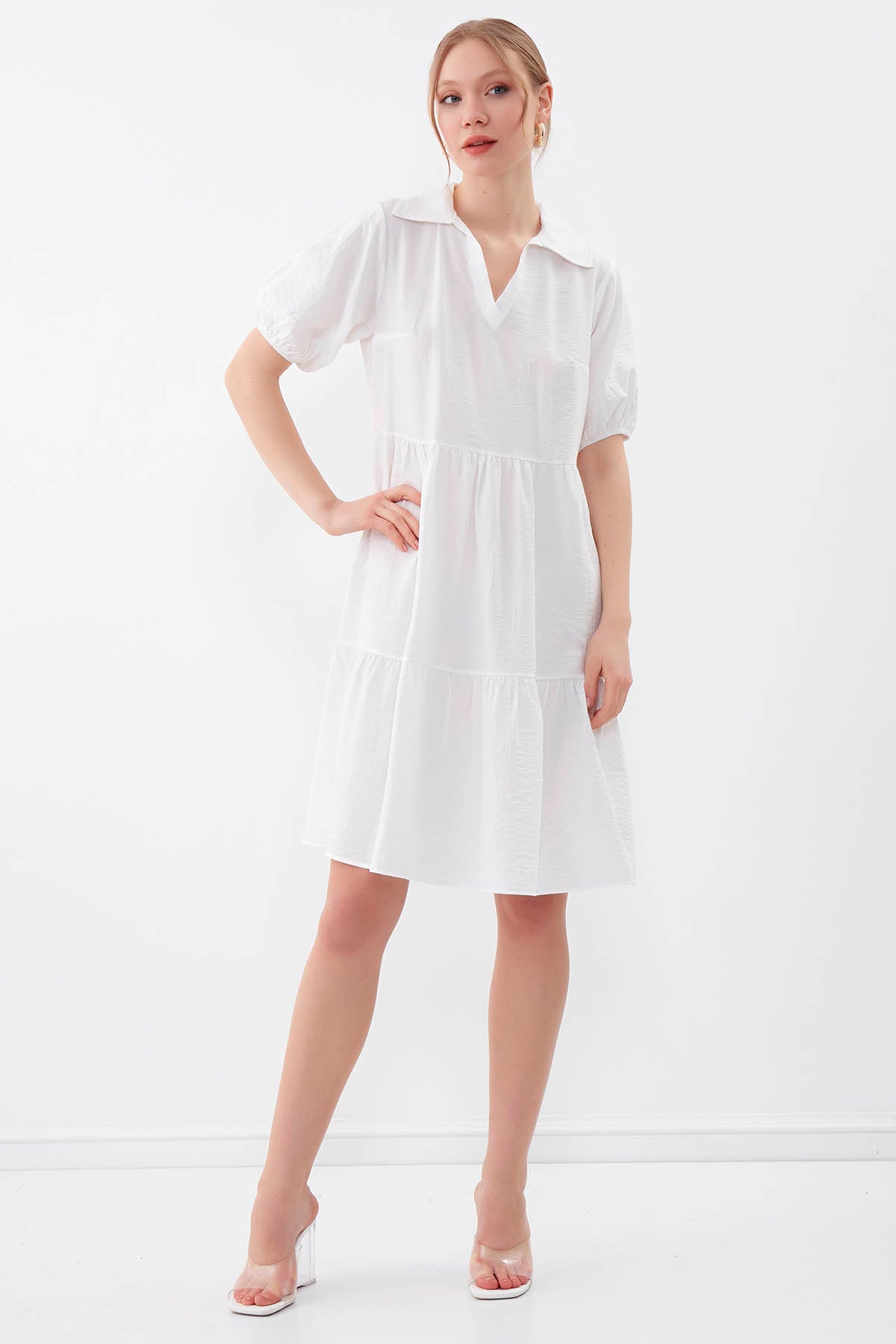 COLLARED LOOSE SLEEVE DRESS