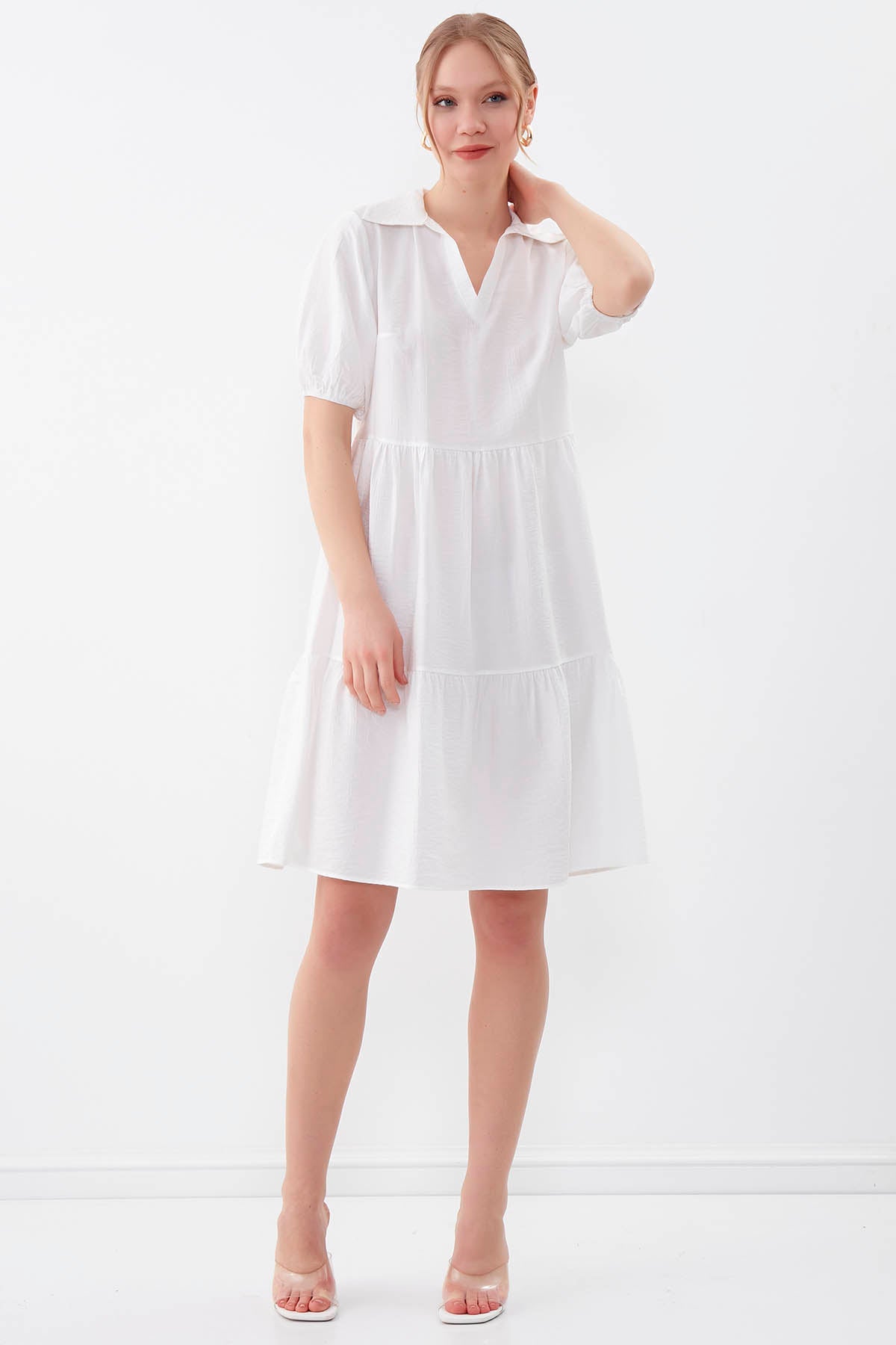 COLLARED LOOSE SLEEVE DRESS
