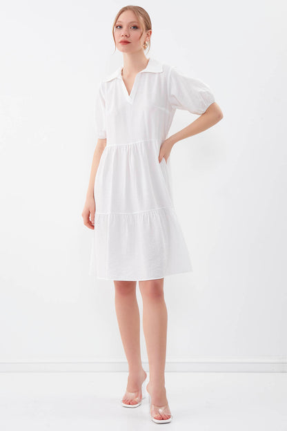 COLLARED LOOSE SLEEVE DRESS