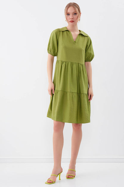 COLLARED LOOSE SLEEVE DRESS