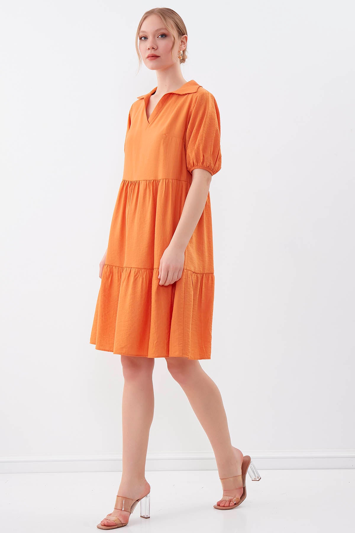 COLLARED LOOSE SLEEVE DRESS