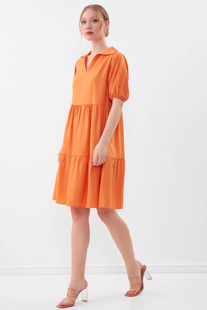 COLLARED LOOSE SLEEVE DRESS