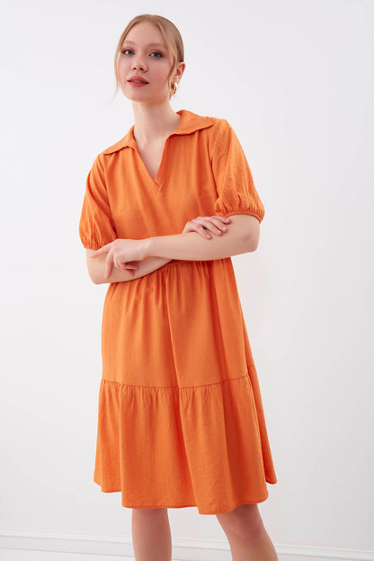COLLARED LOOSE SLEEVE DRESS