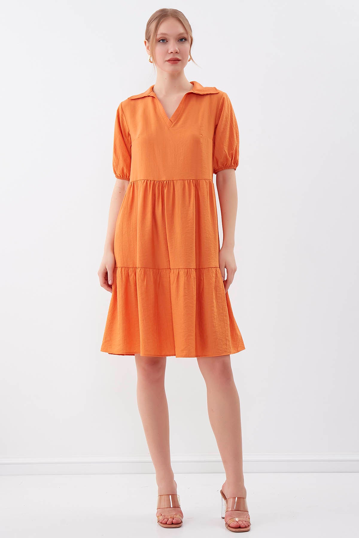 COLLARED LOOSE SLEEVE DRESS