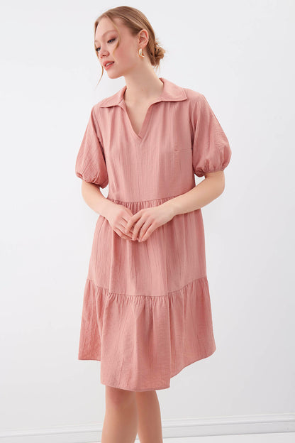 COLLARED LOOSE SLEEVE DRESS