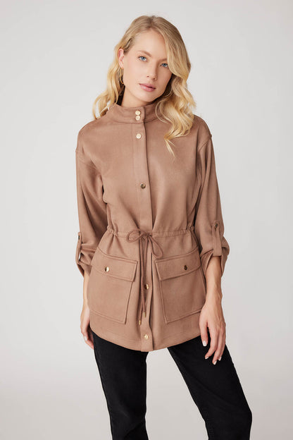 COLLARED SLEEVE WITH RUCKLEBAR, SUEDE JACKET