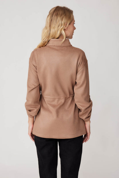 COLLARED SLEEVE WITH RUCKLEBAR, SUEDE JACKET