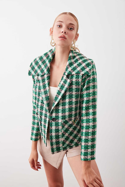 SINGLE BUTTONS WITH COLLAR SLIPPER JACKET