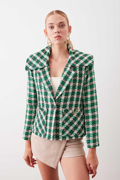 SINGLE BUTTONS WITH COLLAR SLIPPER JACKET