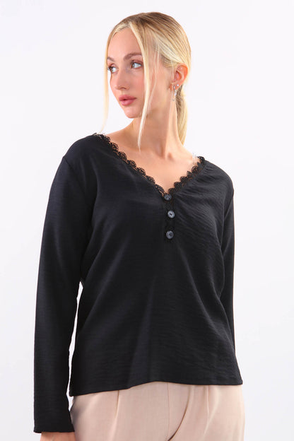 BLOUSE WITH ROUND COLLAR BUTTON