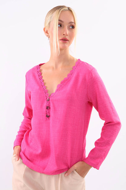BLOUSE WITH ROUND COLLAR BUTTON