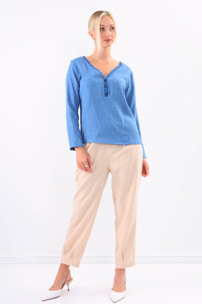 BLOUSE WITH ROUND COLLAR BUTTON