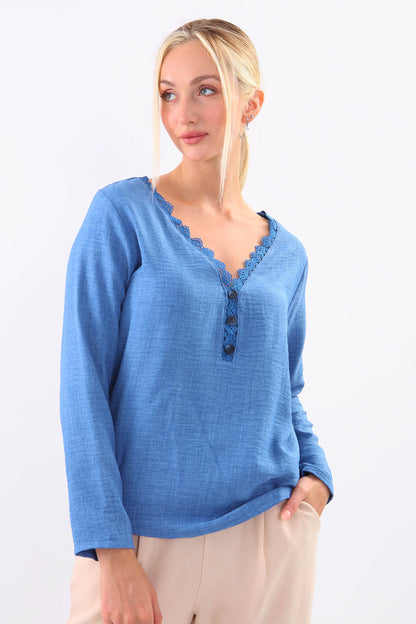 BLOUSE WITH ROUND COLLAR BUTTON