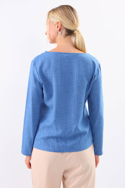 BLOUSE WITH ROUND COLLAR BUTTON
