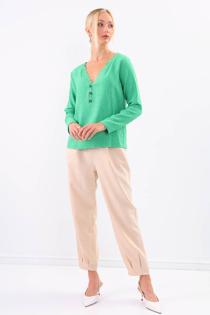 BLOUSE WITH ROUND COLLAR BUTTON