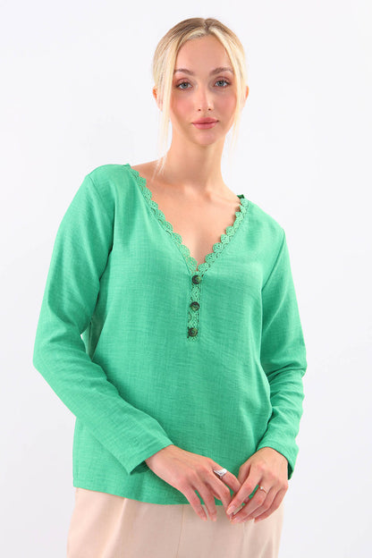 BLOUSE WITH ROUND COLLAR BUTTON