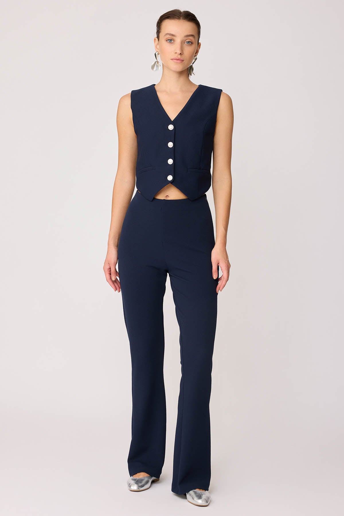 SPANISH PIECE WAIST ELASTANE TROUSERS WITH SIDE ZIPPER