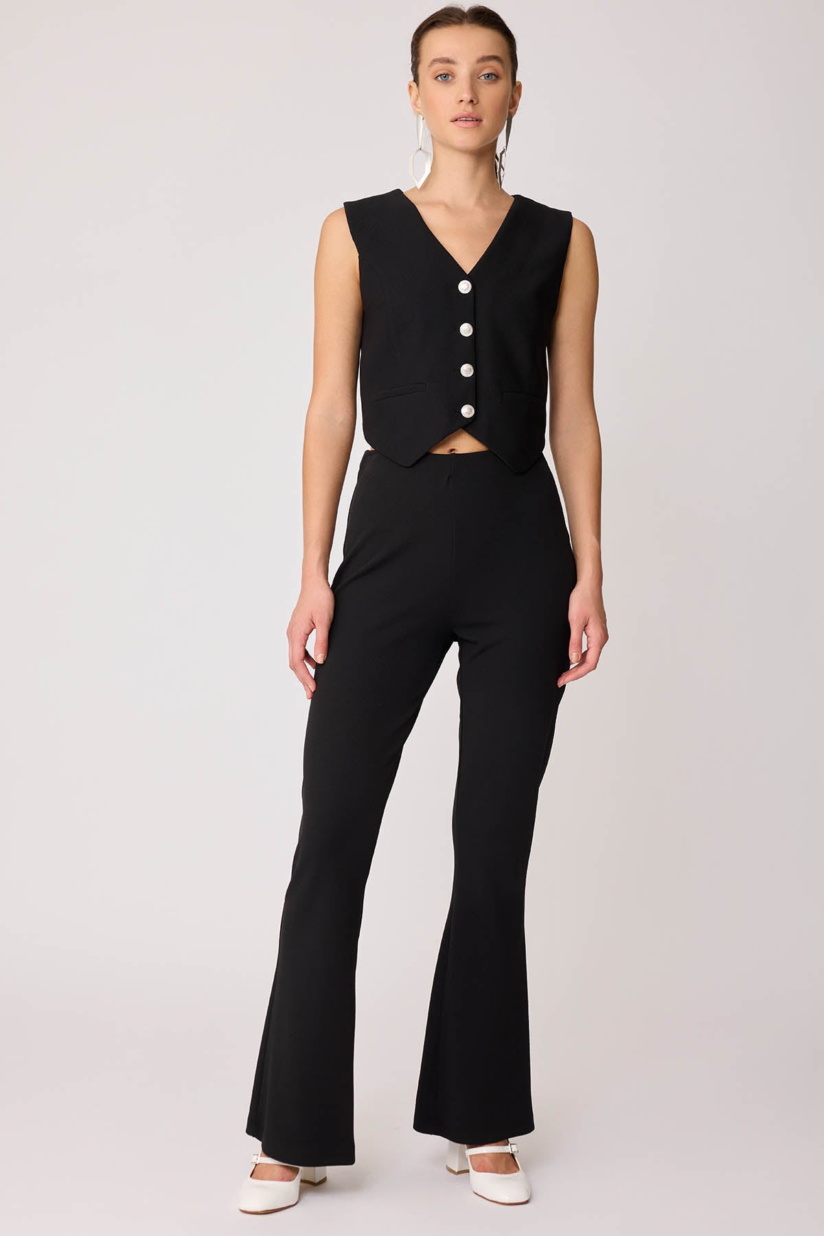 SPANISH PIECE WAIST ELASTANE TROUSERS WITH SIDE ZIPPER