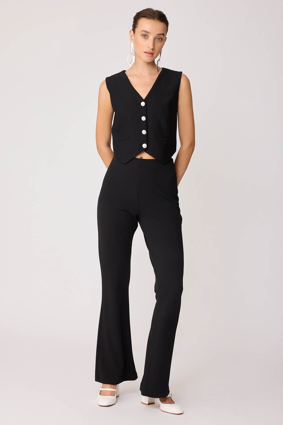 SPANISH PIECE WAIST ELASTANE TROUSERS WITH SIDE ZIPPER