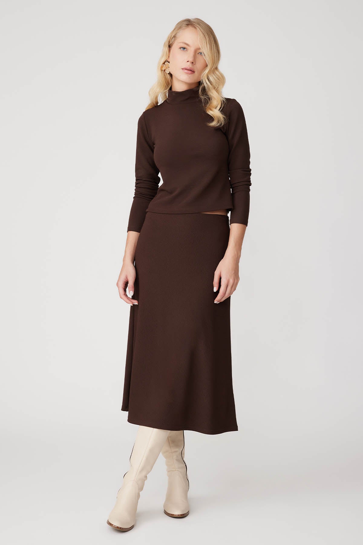 SIDE ZIPPERED MIDI HEIGHT SKIRT