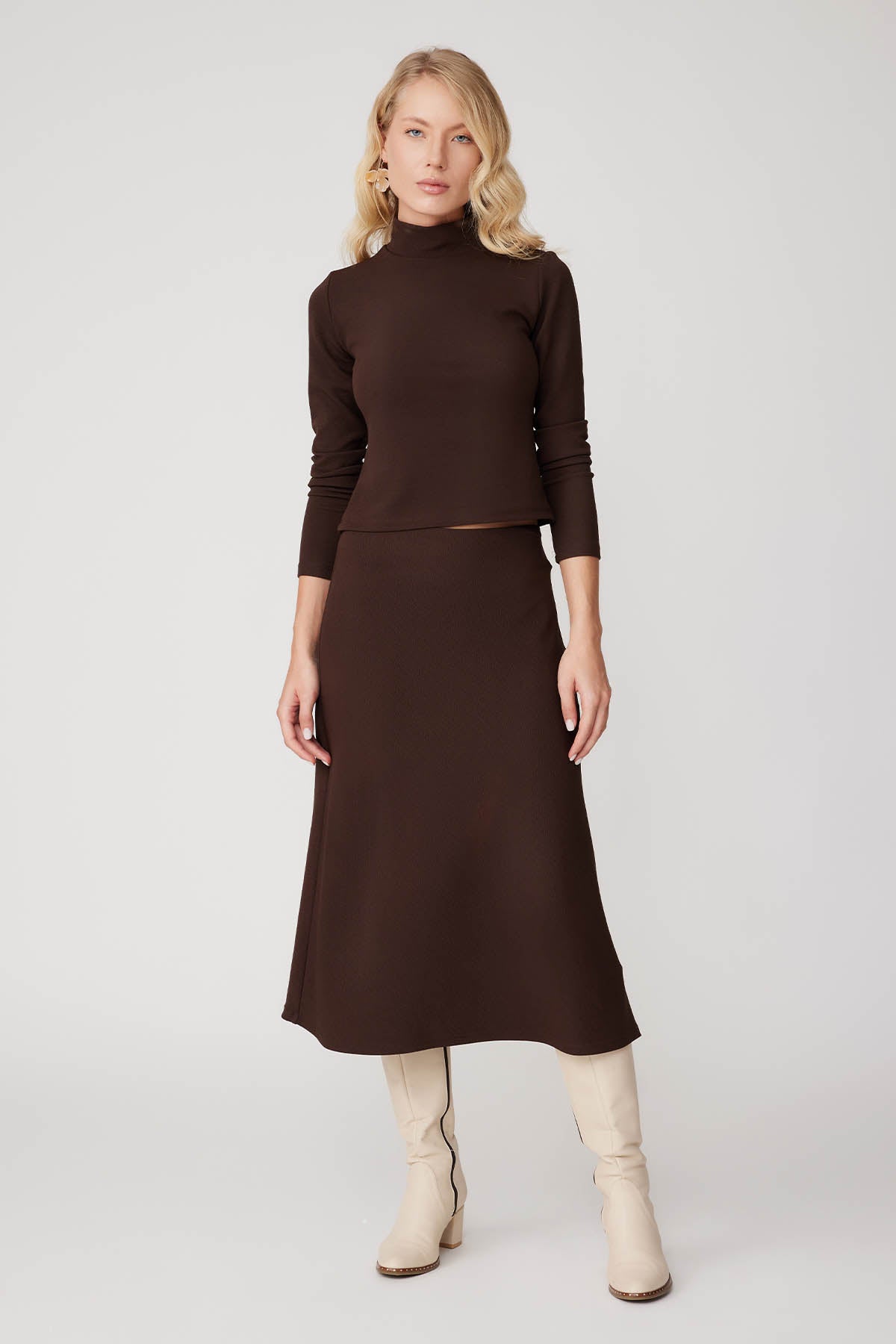 SIDE ZIPPERED MIDI HEIGHT SKIRT