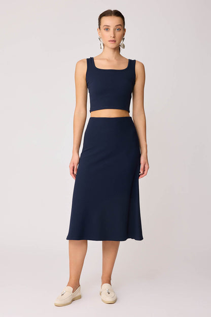 SIDE ZIPPERED MIDI HEIGHT SKIRT