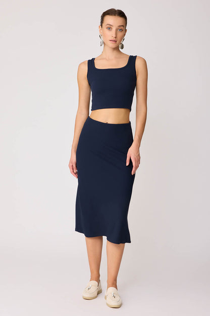 SIDE ZIPPERED MIDI HEIGHT SKIRT