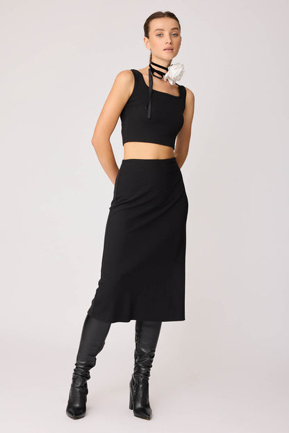 SIDE ZIPPERED MIDI HEIGHT SKIRT