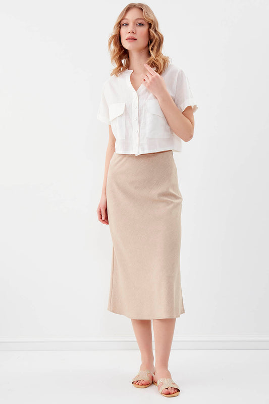 SIDE ZIPPERED MIDI HEIGHT SKIRT
