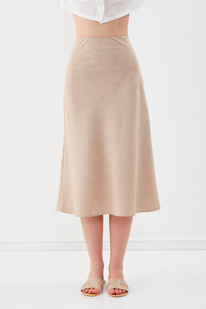 SIDE ZIPPERED MIDI HEIGHT SKIRT