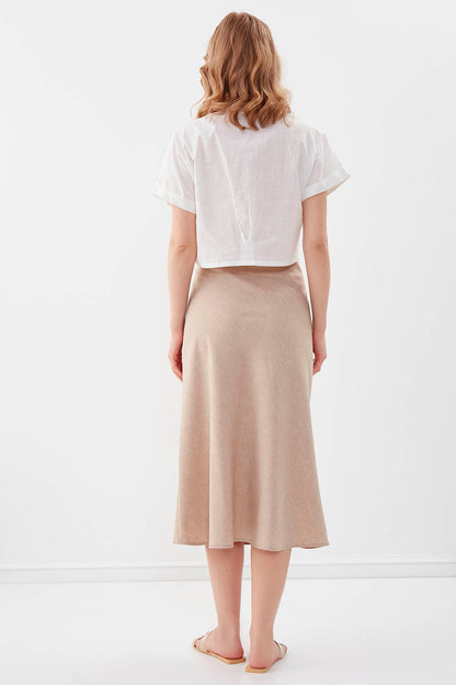 SIDE ZIPPERED MIDI HEIGHT SKIRT
