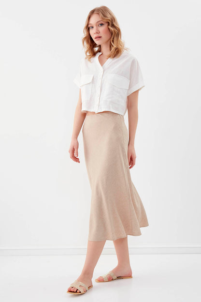 SIDE ZIPPERED MIDI HEIGHT SKIRT