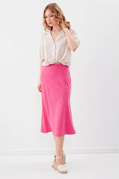 SIDE ZIPPERED MIDI HEIGHT SKIRT