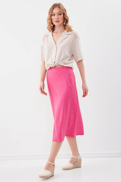 SIDE ZIPPERED MIDI HEIGHT SKIRT